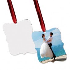 Unisub 4193 Prague Ornament Aluminum 2-Sided w/Red Ribbon Unisub 4193 Prague Ornament Aluminum 2-Sided w/Red Ribbon